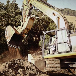 Earthmoving equipment at work