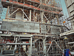 Scaffolding for large construction site